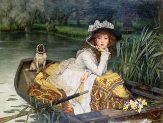 Junge Frau in einem Boot oder Reflexionen, ca. 1870